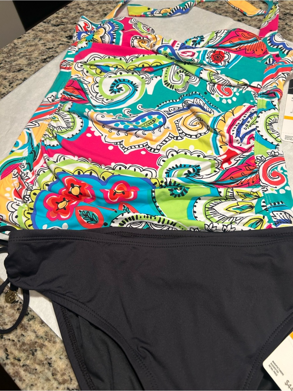 Anne Cole Multicolor Floral & Black Two-Piece Swimsuit - Picture 3 of 3